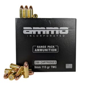 9MM LUGER 115 GR TMC – RANGE PACK box contains 200 rounds.